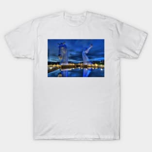 the Kelpies at night , the Helix, Falkirk , Scotland T-Shirt